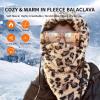 imageShy Velvet Balaclava WindResistant Winter Face MaskFleece Ski Mask for Men and WomenWarm Face Cover Hat Cap ScarfLeopard