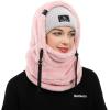 imageShy Velvet Balaclava WindResistant Winter Face MaskFleece Ski Mask for Men and WomenWarm Face Cover Hat Cap ScarfPink