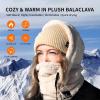imageShy Velvet Balaclava WindResistant Winter Face MaskFleece Ski Mask for Men and WomenWarm Face Cover Hat Cap ScarfPlush Beige