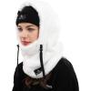 imageShy Velvet Balaclava WindResistant Winter Face MaskFleece Ski Mask for Men and WomenWarm Face Cover Hat Cap ScarfWhite