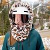 imageShy Velvet Balaclava WindResistant Winter Face MaskFleece Ski Mask for Men and WomenWarm Face Cover Hat Cap ScarfWhite Leopard
