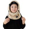 imageShy Velvet Ski Mask for Kids Winter Balaclava Warm Fleece Lined HatsPlush Beige
