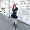 imageShy Velvet Womens Summer Dress Square Neck Short Sleeves Crossover Waist Casual Party Mini DressBlack