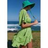 imageShy Velvet Womens Summer Dress Square Neck Short Sleeves Crossover Waist Casual Party Mini DressGreen