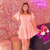 imageShy Velvet Womens Summer Dress Square Neck Short Sleeves Crossover Waist Casual Party Mini DressLight Pink