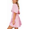 imageShy Velvet Womens Summer Dress Square Neck Short Sleeves Crossover Waist Casual Party Mini DressLight Pink