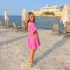 imageShy Velvet Womens Summer Dress Square Neck Short Sleeves Crossover Waist Casual Party Mini DressPink