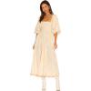imageShy Velvet Womens Summer Dresses 2024 Maxi Dress Long Sleeve Square Neck Embroidered Maxi DressApricot