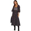 imageShy Velvet Womens Summer Dresses 2024 Maxi Dress Long Sleeve Square Neck Embroidered Maxi DressBlack