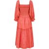 imageShy Velvet Womens Summer Dresses 2024 Maxi Dress Long Sleeve Square Neck Embroidered Maxi DressBrick Red