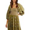 imageShy Velvet Womens Summer Dresses 2024 Maxi Dress Long Sleeve Square Neck Embroidered Maxi DressGreen