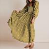 imageShy Velvet Womens Summer Dresses 2024 Maxi Dress Long Sleeve Square Neck Embroidered Maxi DressGreen