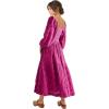 imageShy Velvet Womens Summer Dresses 2024 Maxi Dress Long Sleeve Square Neck Embroidered Maxi DressRose