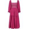 imageShy Velvet Womens Summer Dresses 2024 Maxi Dress Long Sleeve Square Neck Embroidered Maxi DressRose