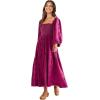 imageShy Velvet Womens Summer Dresses 2024 Maxi Dress Long Sleeve Square Neck Embroidered Maxi DressRose