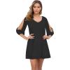 imageShy Velvet Womens Casual 34 Sleeve V Neck Shift Dress Chiffon Short Party DressBlack