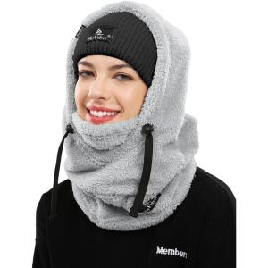 imageShy Velvet Balaclava WindResistant Winter Face MaskFleece Ski Mask for Men and WomenWarm Face Cover Hat Cap ScarfGrey