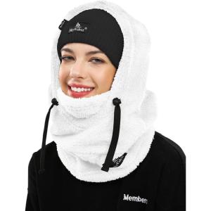 imageShy Velvet Balaclava WindResistant Winter Face MaskFleece Ski Mask for Men and WomenWarm Face Cover Hat Cap ScarfWhite