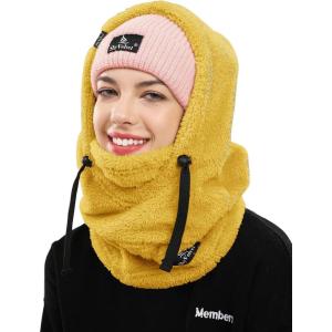 imageShy Velvet Balaclava WindResistant Winter Face MaskFleece Ski Mask for Men and WomenWarm Face Cover Hat Cap ScarfYellow