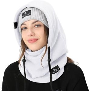 imageShy Velvet Cold Weather Fleece Balaclava Ski MaskBalaclava WindResistant Winter Face Mask for Men and WomenWhite