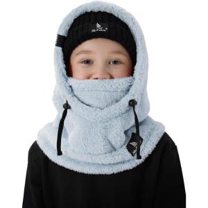 imageShy Velvet Ski Mask for Kids Winter Balaclava Warm Fleece Lined HatsBlue