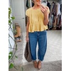 image:imageShy Velvet 2026 Womens Linen Blend Ruched Crop Tops Short Sleeve Tie Back Boho Summer TopsButter Yellow