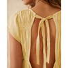 image:imageShy Velvet 2026 Womens Linen Blend Ruched Crop Tops Short Sleeve Tie Back Boho Summer TopsButter Yellow