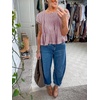 image:imageShy Velvet 2026 Womens Linen Blend Ruched Crop Tops Short Sleeve Tie Back Boho Summer TopsDusty Mauve