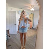 image:imageShy Velvet 2026 Womens Linen Blend Ruched Crop Tops Short Sleeve Tie Back Boho Summer TopsLight Blue