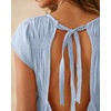image:imageShy Velvet 2026 Womens Linen Blend Ruched Crop Tops Short Sleeve Tie Back Boho Summer TopsLight Blue