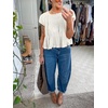 image:imageShy Velvet 2026 Womens Linen Blend Ruched Crop Tops Short Sleeve Tie Back Boho Summer TopsWhite