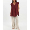 image:imageShy Velvet 2026 Summer Womens Boho Tunic Dress Oversized Flowy Cover Up Beach Vacation Dress with Scalloped Trim and PocketsBurgundy