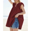 image:imageShy Velvet 2026 Summer Womens Boho Tunic Dress Oversized Flowy Cover Up Beach Vacation Dress with Scalloped Trim and PocketsBurgundy
