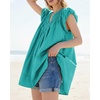 image:imageShy Velvet 2026 Summer Womens Boho Tunic Dress Oversized Flowy Cover Up Beach Vacation Dress with Scalloped Trim and PocketsTeal Blue
