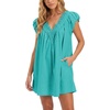 image:imageShy Velvet 2026 Summer Womens Boho Tunic Dress Oversized Flowy Cover Up Beach Vacation Dress with Scalloped Trim and PocketsTeal Blue