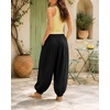 image:imageShy Velvet Women Linen Blend Pants Lightweight Drawstring Elastic Waist Boho Summer Beach Vacation Pants with PocketsBlack