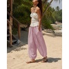 image:imageShy Velvet Women Linen Blend Pants Lightweight Drawstring Elastic Waist Boho Summer Beach Vacation Pants with PocketsDusty Mauve