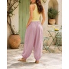 image:imageShy Velvet Women Linen Blend Pants Lightweight Drawstring Elastic Waist Boho Summer Beach Vacation Pants with PocketsDusty Mauve