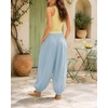 image:imageShy Velvet Women Linen Blend Pants Lightweight Drawstring Elastic Waist Boho Summer Beach Vacation Pants with PocketsLight Blue