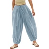 image:imageShy Velvet Women Linen Blend Pants Lightweight Drawstring Elastic Waist Boho Summer Beach Vacation Pants with PocketsLight Blue