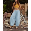 image:imageShy Velvet Women Linen Blend Pants Lightweight Drawstring Elastic Waist Boho Summer Beach Vacation Pants with PocketsLight Blue