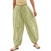 image:imageShy Velvet Women Linen Blend Pants Lightweight Drawstring Elastic Waist Boho Summer Beach Vacation Pants with PocketsSage Green