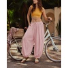 image:imageShy Velvet Women Linen Blend Pants Lightweight Drawstring Elastic Waist Boho Summer Beach Vacation Pants with PocketsSoft Pink
