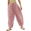 image:imageShy Velvet Women Linen Blend Pants Lightweight Drawstring Elastic Waist Boho Summer Beach Vacation Pants with PocketsSoft Pink