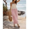 image:imageShy Velvet Women Linen Blend Pants Lightweight Drawstring Elastic Waist Boho Summer Beach Vacation Pants with PocketsSoft Pink