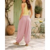 image:imageShy Velvet Women Linen Blend Pants Lightweight Drawstring Elastic Waist Boho Summer Beach Vacation Pants with PocketsSoft Pink