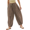 image:imageShy Velvet Women Linen Blend Pants Lightweight Drawstring Elastic Waist Boho Summer Beach Vacation Pants with PocketsTaupe