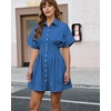 image:imageShy Velvet Womens Mini Shirt Dress Casual Button Down Short Sleeve Collared Summer DressesBlue