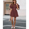 image:imageShy Velvet Womens Mini Shirt Dress Casual Button Down Short Sleeve Collared Summer DressesBurgundy