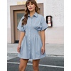 image:imageShy Velvet Womens Mini Shirt Dress Casual Button Down Short Sleeve Collared Summer DressesLight Blue